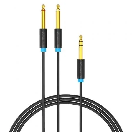 Vention Cable Estéreo BATBH Jack 6.35 Macho a 2x Jack 6.35 Macho 2m Negro